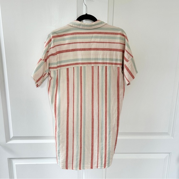 Madewell Courier Stripe Linen & Cotton Popover Dress — Small - Picture 2 of 4